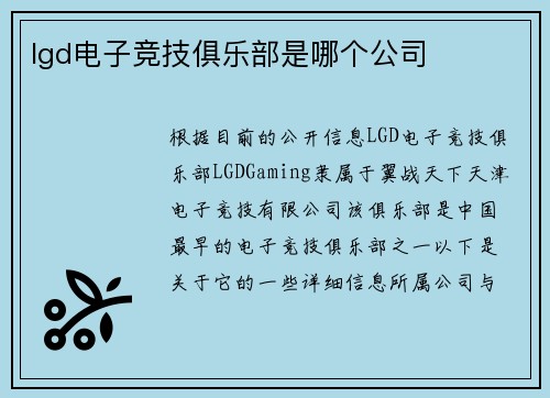 lgd电子竞技俱乐部是哪个公司
